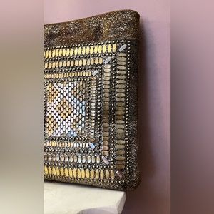 Calleen Cordero Dante 100 Messenger Bag in Rustic Gold Sheen with Brass Art